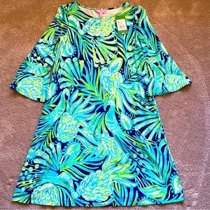 Lilly Pulitzer Ophelia Dress Bright Navy Blue Party Like a Flock Star New!